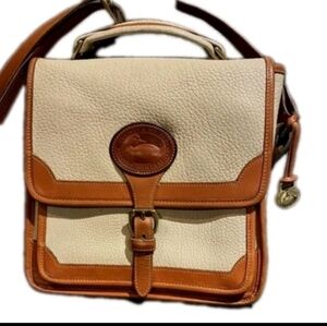 Dooney & Bourke Surrey AWL British Carrier Almond and Tan Leather Crossbody